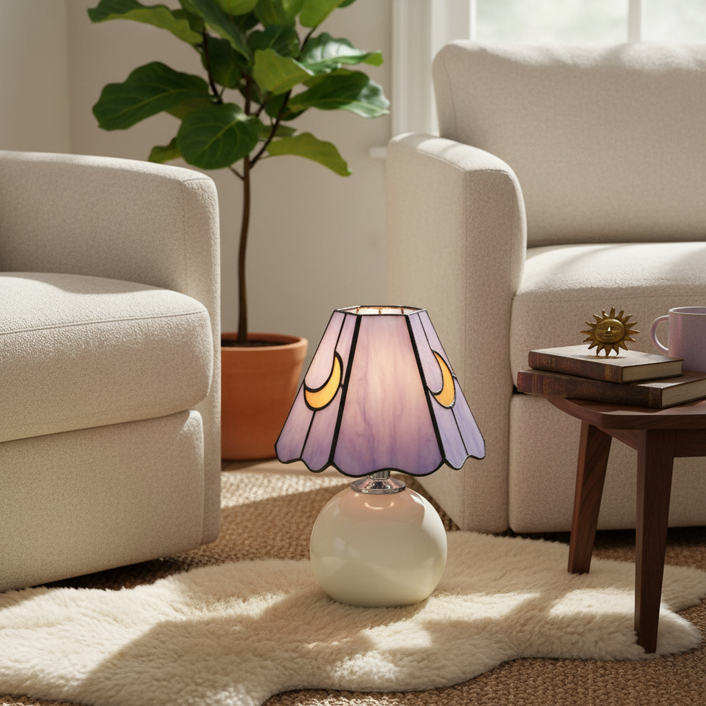 Stained glass table lamp with ceramic base colour option view 3