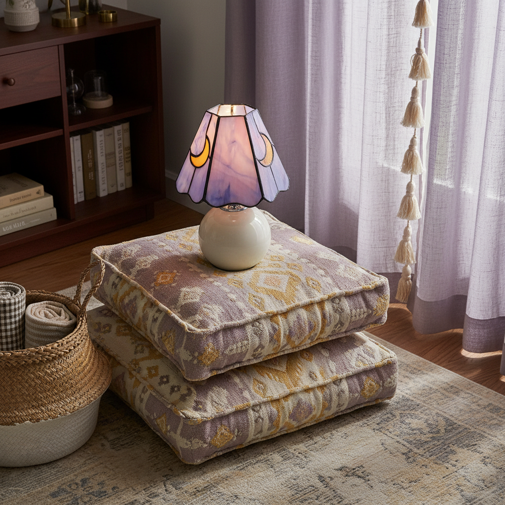 Stained glass table lamp with ceramic base further product image 4