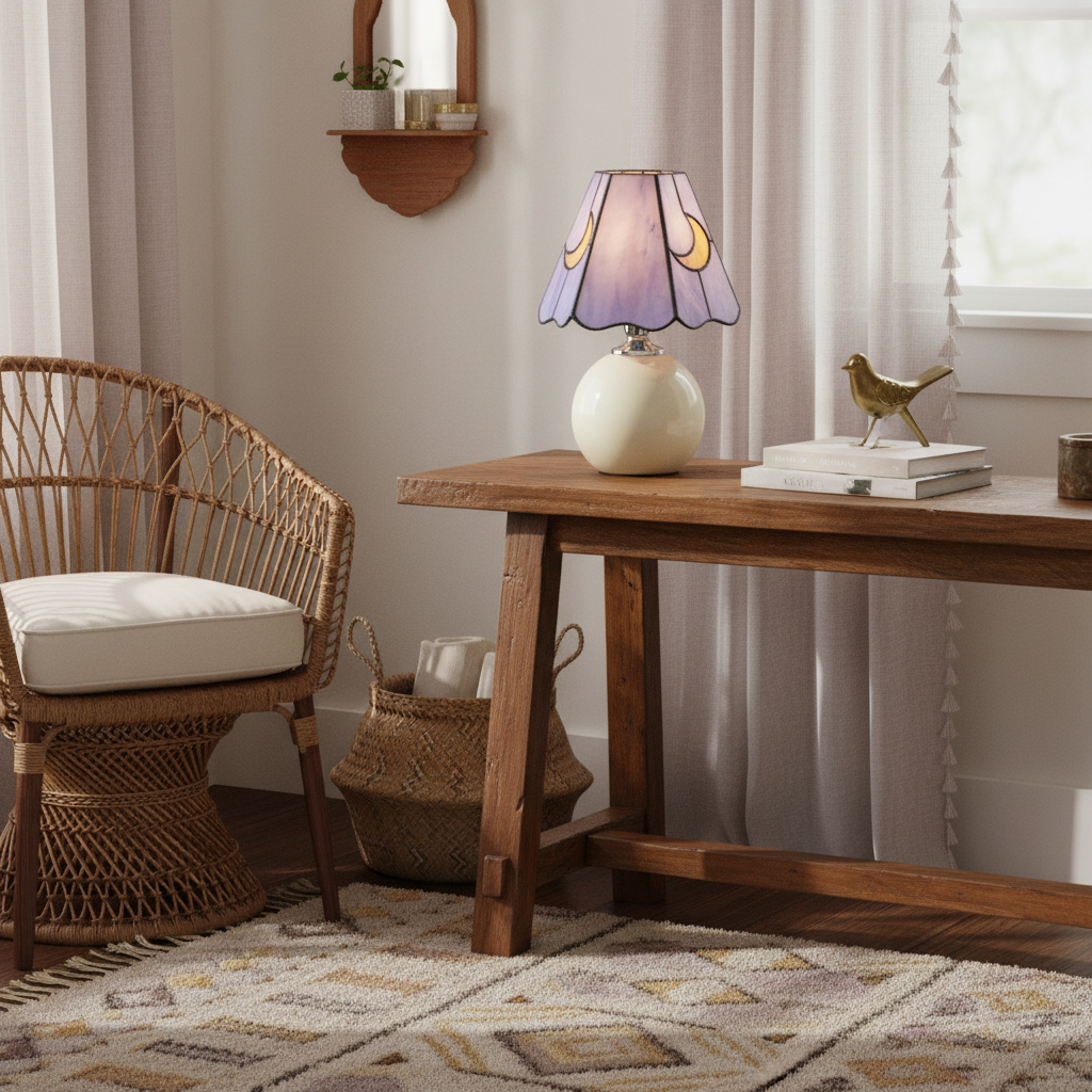 Stained glass table lamp with ceramic base supplementary product view 11