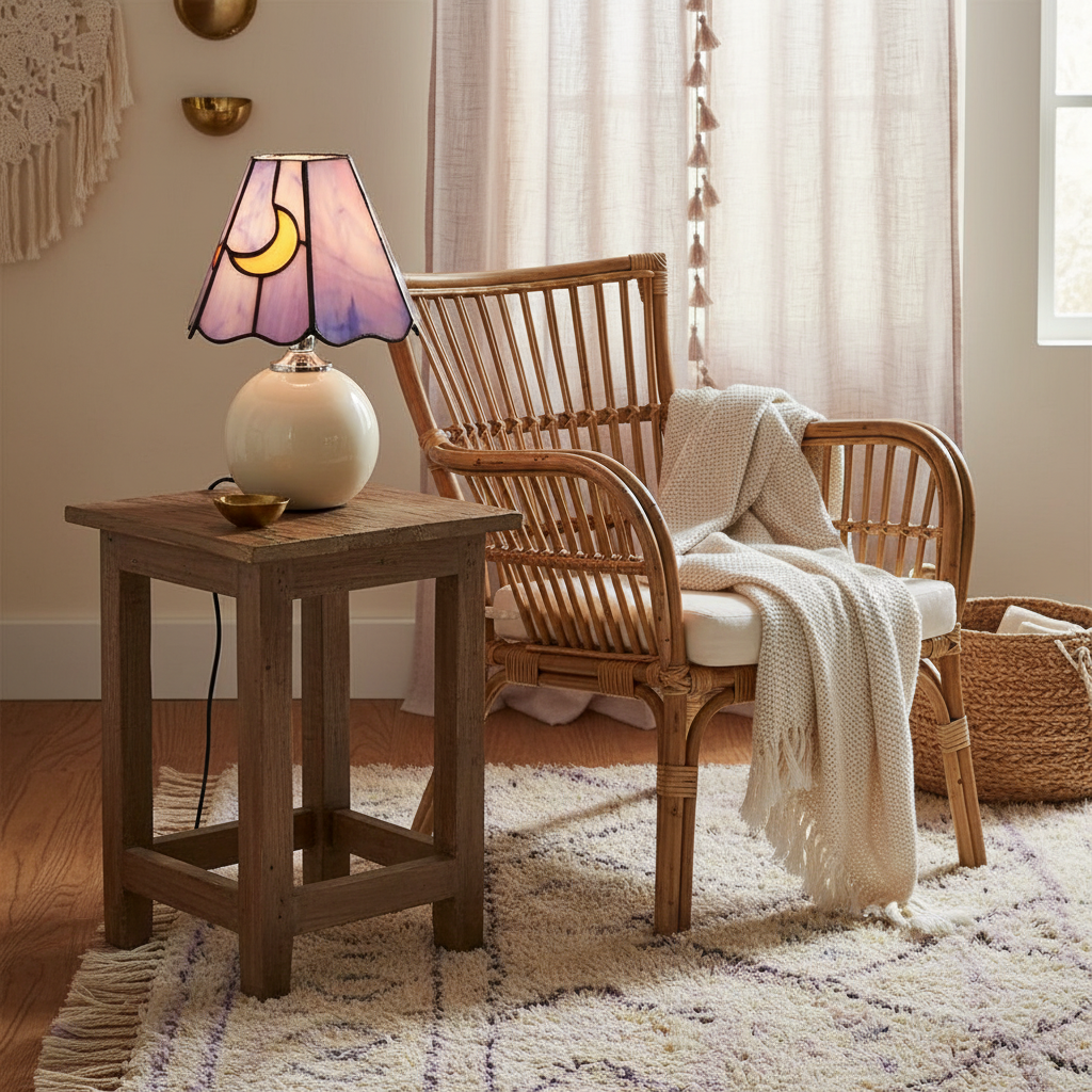 Stained glass table lamp with ceramic base additional product view 12