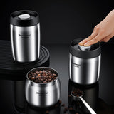 Stainless steel airtight coffee container with vacuum sealed lid for fresh coffee storage