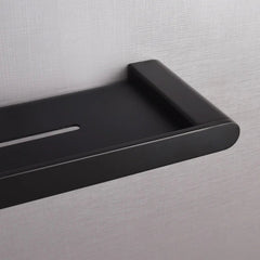 Stainless Steel Bathroom Rack – Black Wall Mounted Shelf with Towel Bar - wall mounted bathroom shelf - Hurbane Home