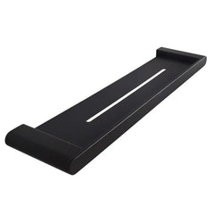 Stainless Steel Bathroom Rack – Black Wall Mounted Shelf with Towel Bar - wall mounted bathroom shelf - Hurbane Home