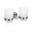 Stainless Steel Double Toothbrush Tumbler Holder - Wall Mounted Organizer - Wall Mounted Toothbrush Holder - Hurbane Home