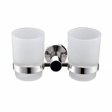 Stainless Steel Double Toothbrush Tumbler Holder - Wall Mounted Organizer - Wall Mounted Toothbrush Holder - Hurbane Home