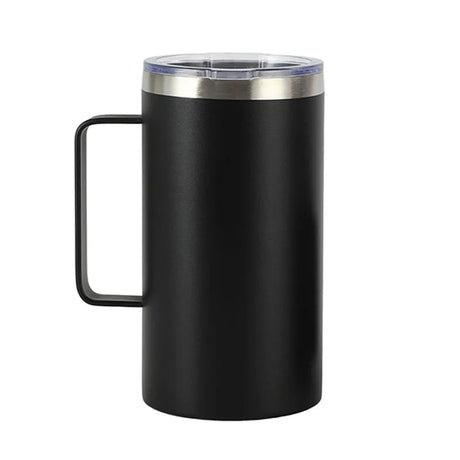 stainless steel takeaway coffee cup with ergonomic handle
