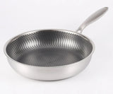 Stainless steel nonstick wok style frying pan with ergonomic handle