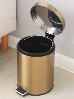 Stainless Steel Trash Can - Half Round Bin with Foot Pedal Lid for Bedroom - Stainless Steel Garbage Can - Hurbane Home