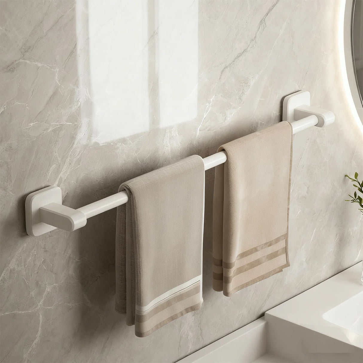 Stick Towel Holder - Space - Saving Wall Mounted Rack for Organized Bathroom - wall mounted towel rack - Hurbane Home