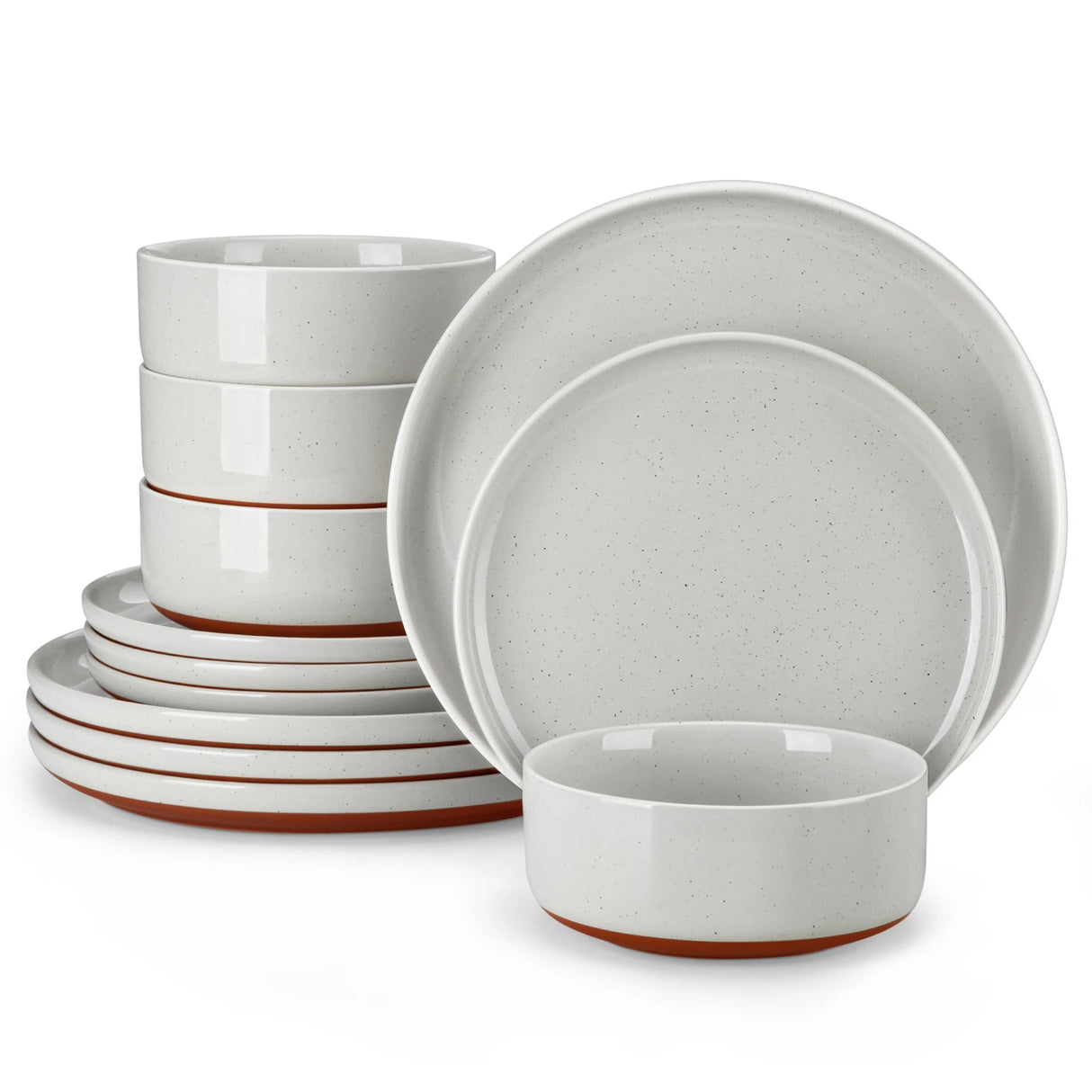 Stoneware Dinnerware Set - MALACASA Curved Edge 12 - Piece Elegant Tableware Collection - Hurbane Home