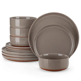 Stoneware Dinnerware Set - MALACASA Curved Edge 12 - Piece Elegant Tableware Collection - Hurbane Home