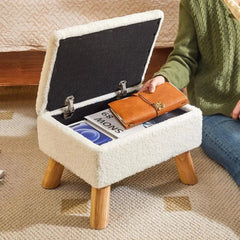 Storage Ottoman Bench with Leather Upholstery – Space - Saving Pouf Stool Ottoman - Pouf Stool Ottoman - Hurbane Home