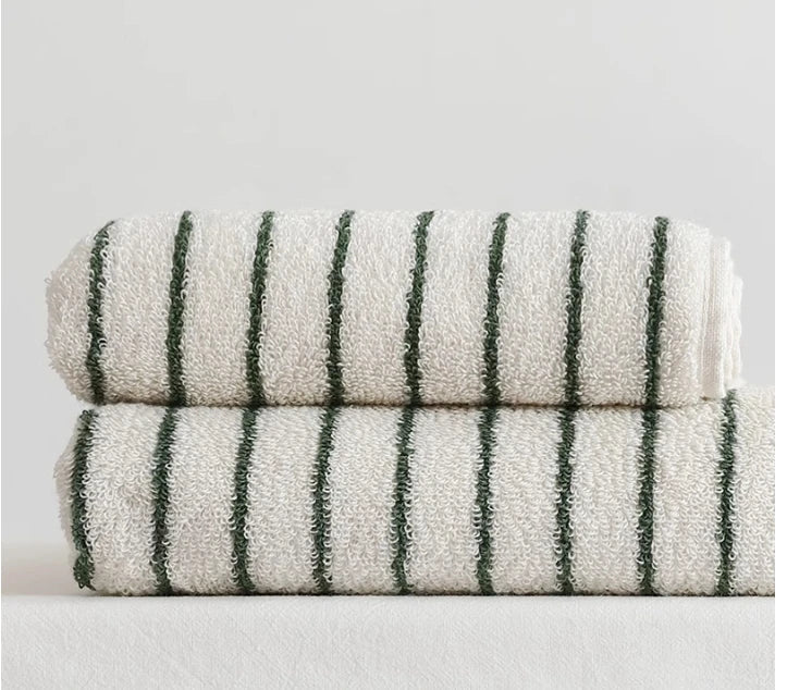 Striped Cotton Bath Towel – Soft & Absorbent Retro Bath Towel - Turkish Cotton Bath Towel - Hurbane Home