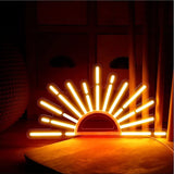 Sunset neon sign installed in a bedroom