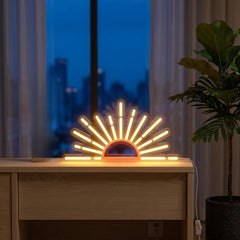 Orange Rising Sun Neon Bedroom Wall Light