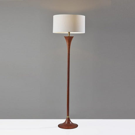 Adesso Rebecca Rubberwood Floor Lamp with Brass Accent Shade