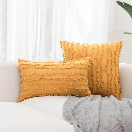 Textured Pillow Cover - Boho Design, Soft Cotton for Chic Home Décor - Boho Pillow Cover - Hurbane Home