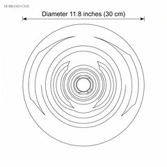 Line drawing of round donut glass wall light showing 11.8 inch (30 cm) diameter