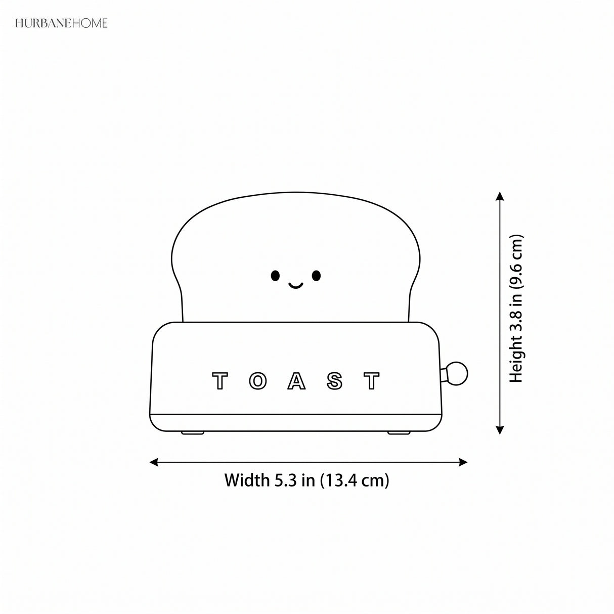 Line drawing showing lamp width 5.3 inch and height 3.8 inch