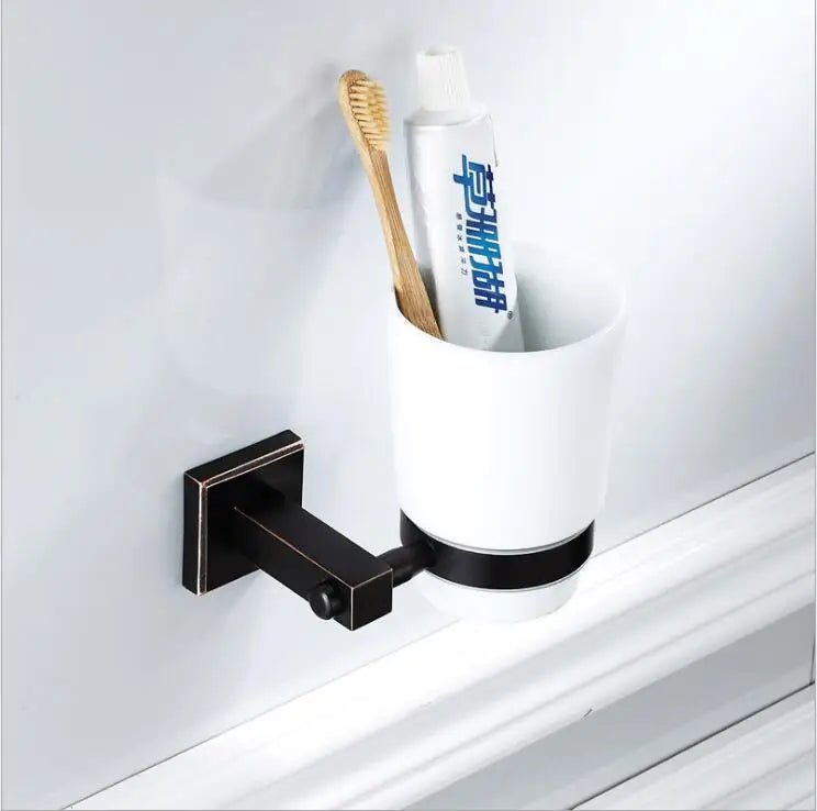Toothbrush Holder Wall Mount with Automatic Toothpaste Dispenser - Space - Saving Organizer - Wall Mounted Toothbrush Holder - Hurbane Home