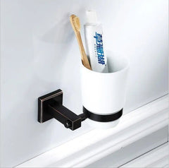 Toothbrush Holder Wall Mount with Automatic Toothpaste Dispenser - Space - Saving Organizer - Wall Mounted Toothbrush Holder - Hurbane Home