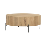 top drum coffee table with gunmetal iron legs