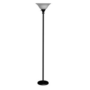 Torchiere floor lamp in black finish standing 71 inches tall