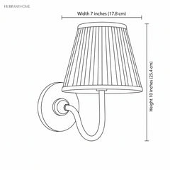 Line drawing showing sconce width 7 inches and height 10 inches