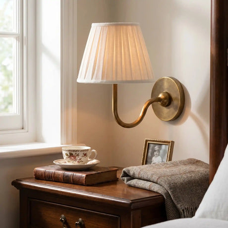 Traditional pleated linen shade wall sconce alternative angle view 1