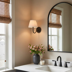 Traditional pleated linen shade wall sconce colour option view 3