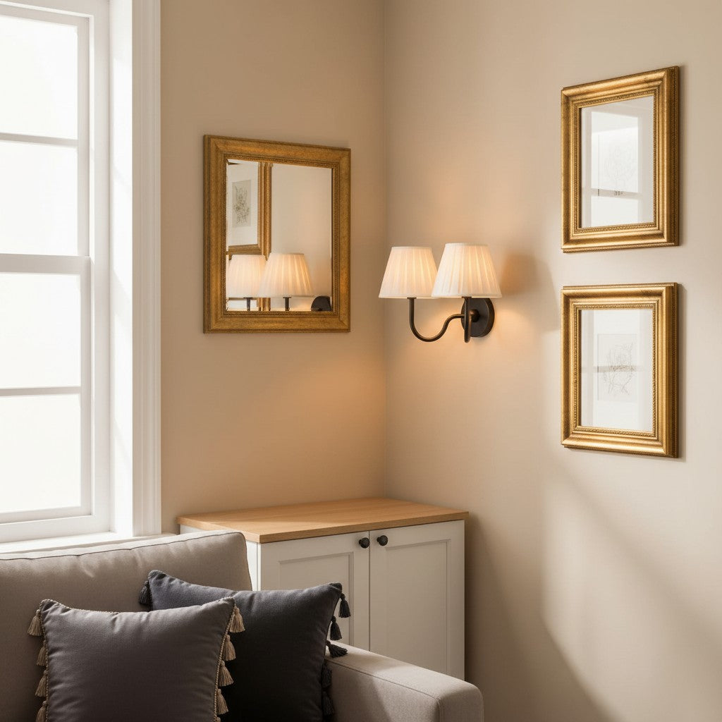 Traditional pleated linen shade wall sconce supplementary product view 5
