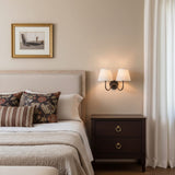 Traditional pleated linen shade wall sconce close detail view 8