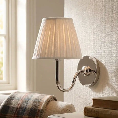 Traditional pleated linen shade wall sconce further product image 10