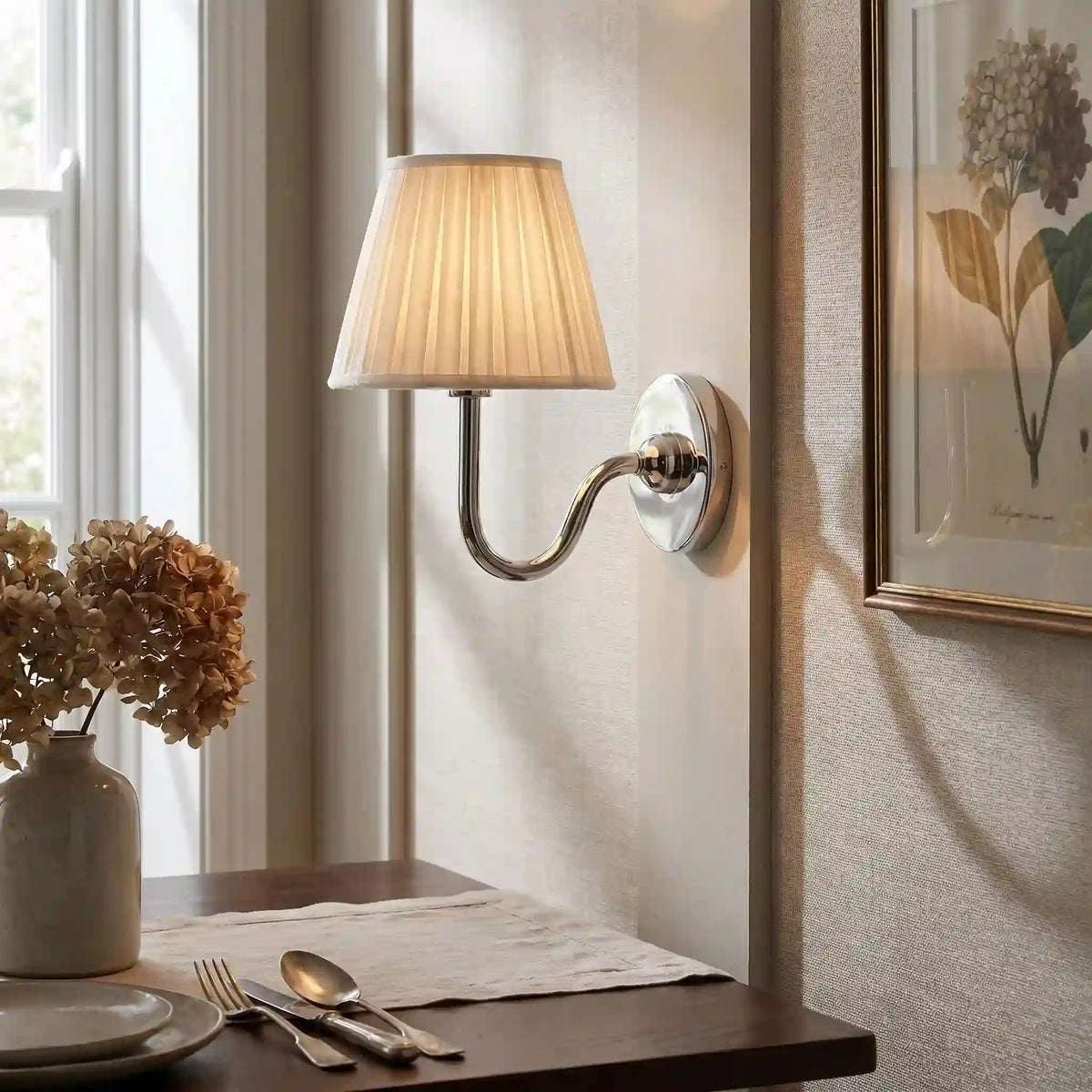 Traditional pleated linen shade wall sconce additional product view 12