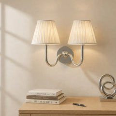 Traditional pleated linen shade wall sconce alternative angle view 25