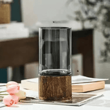 Transparent Glass Vases – European Hydroponic Vase with Wooden Base - Hurbane Home