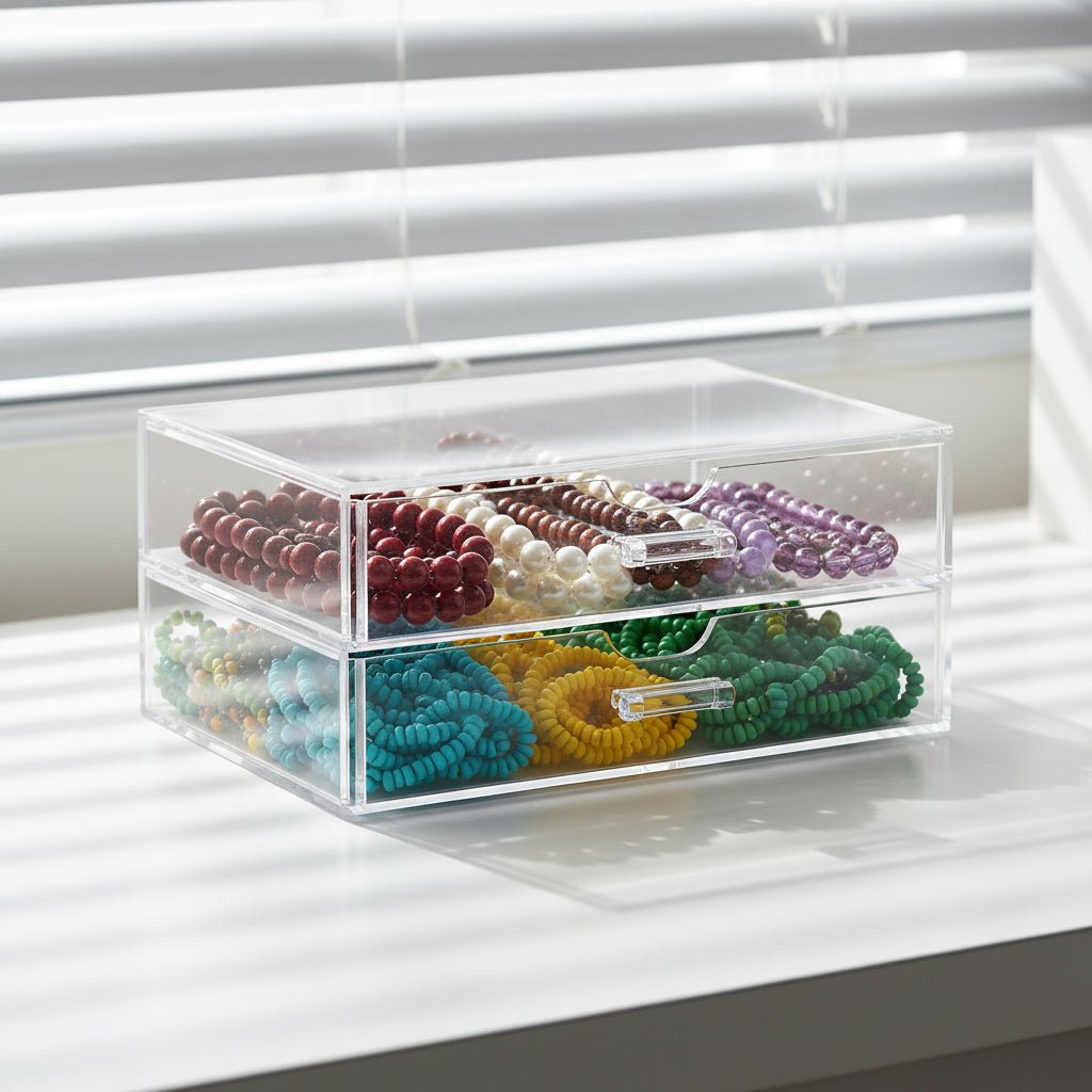 Transparent Jewelry Organizer Box with Stackable Trays for Efficient Storage - Jewelry Organizer Box - Hurbane Home