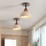 Travertine semi flush ceiling light profile view