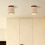 Travertine and wood semi flush ceiling light colour option view 9