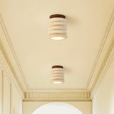 Travertine and wood semi flush ceiling light further product image 10