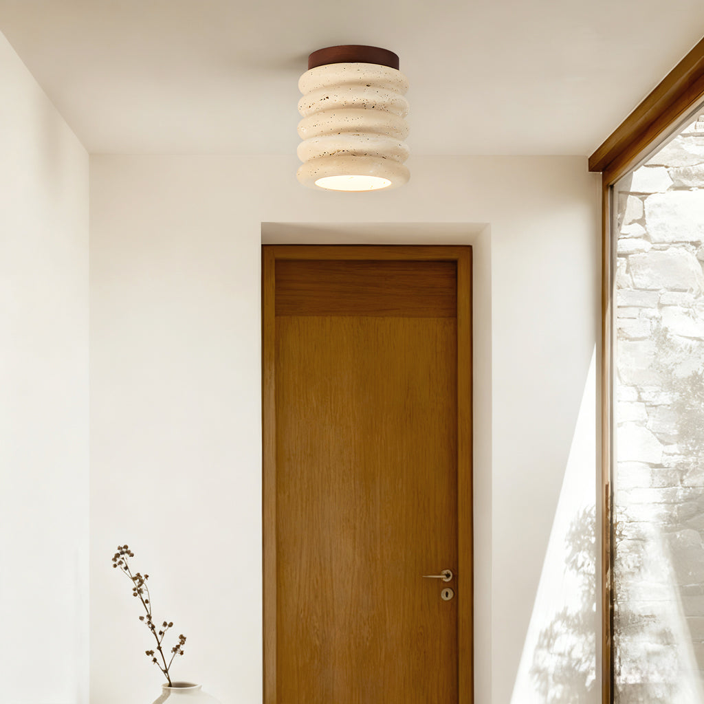 Travertine and wood semi flush ceiling light additional product view 12