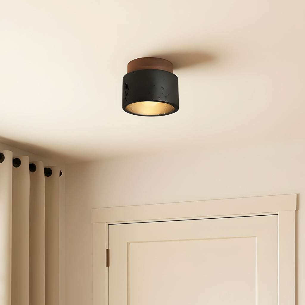 Travertine and wood semi flush ceiling light further product image 16