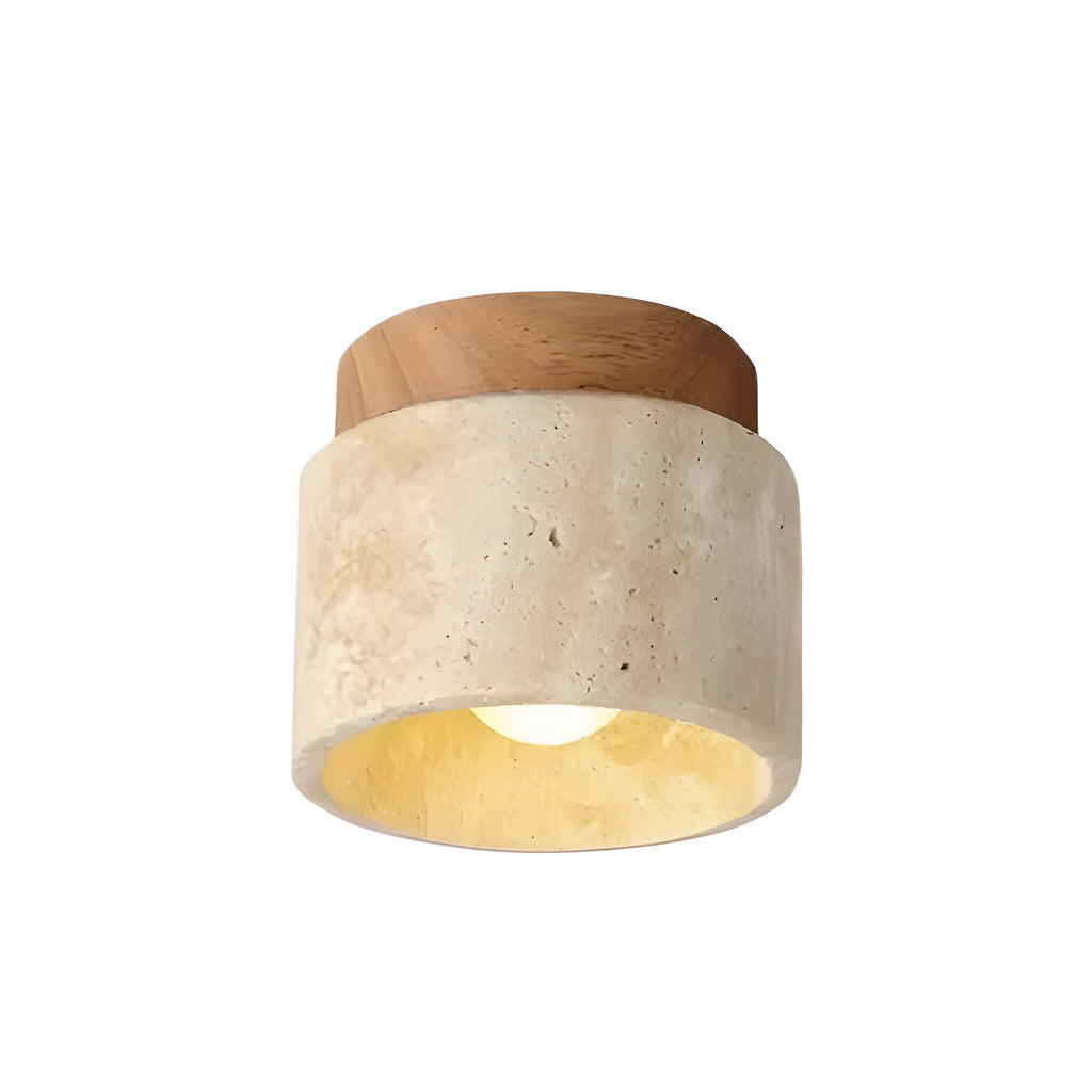 Travertine and wood semi flush ceiling light supplementary product view 17