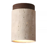Travertine and wood semi flush ceiling light further product image 22