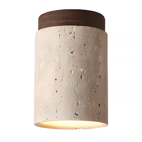 Travertine and wood semi flush ceiling light further product image 22