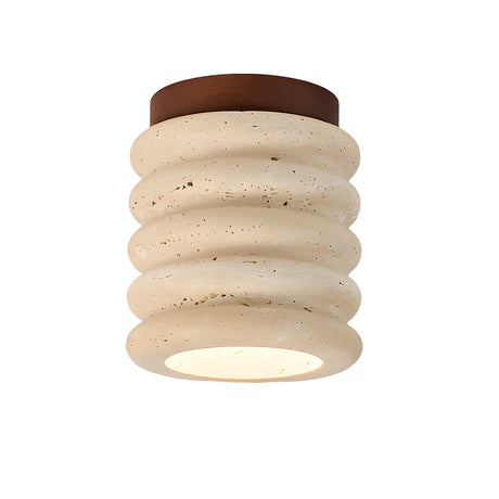 Travertine and wood semi flush ceiling light supplementary product view 23
