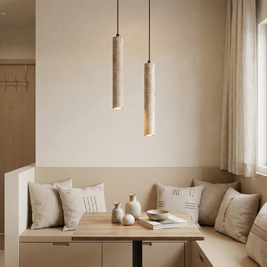 Travertine stone pendant light alternative angle view 1