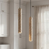 Travertine stone pendant light close detail view 2