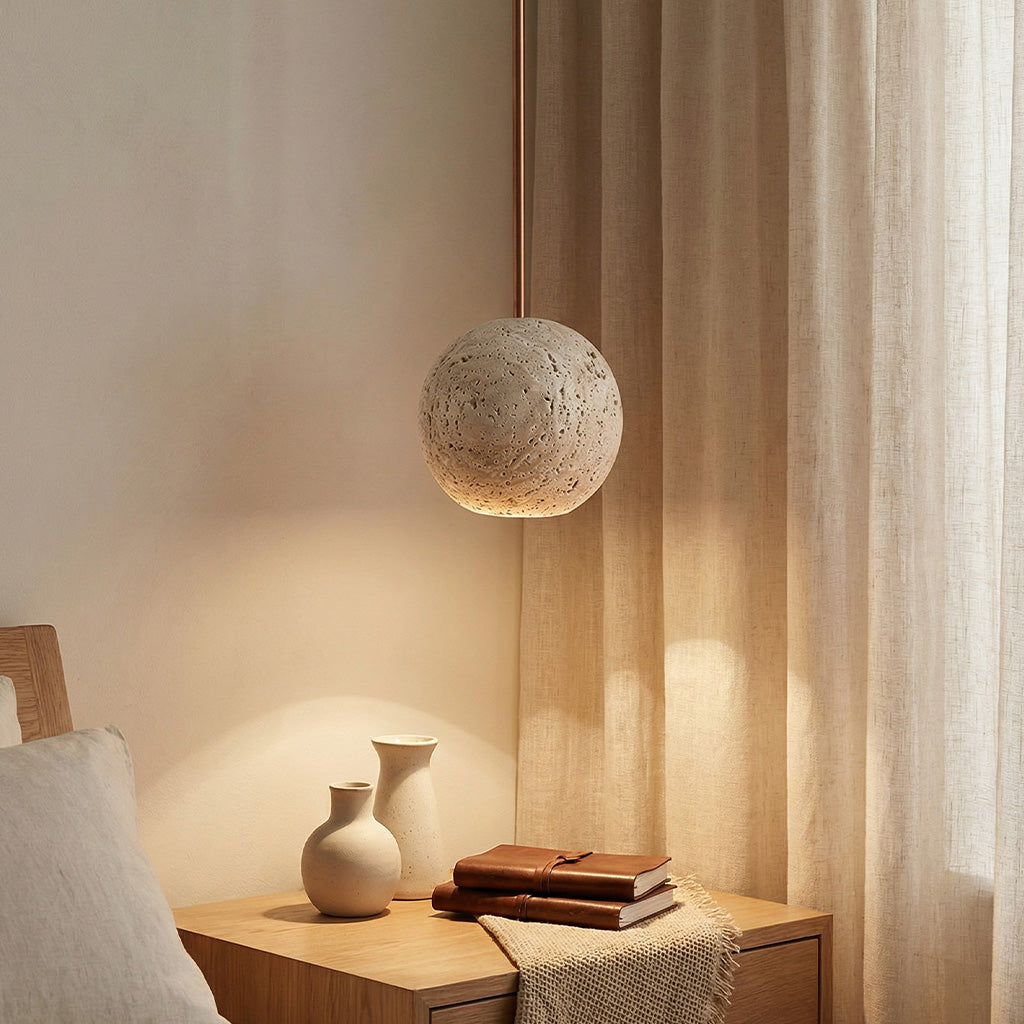Travertine stone pendant light colour option view 3