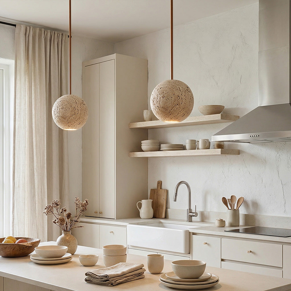 Travertine stone pendant light supplementary product view 5